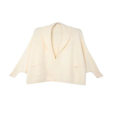 Saachi Women's White Open Front Oversize Ivory Cardigan In Multi