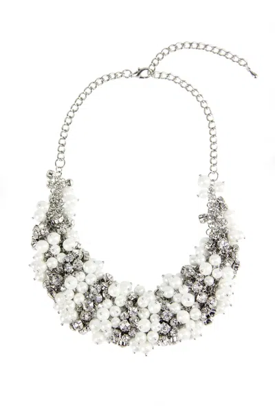 Saachi Women's White Pearl & Crystal Statement Glass Stone Necklace