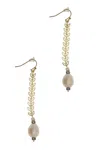 Saachi Women's White Pearl Drop Botanical Chain Earrings