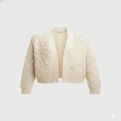 Saachi Women's White Pearl Embellished Ivory Cardigan In Neutral