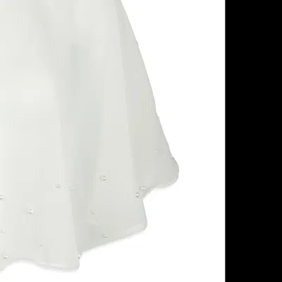 Saachi Women's White Pearl Trimmed Capelet
