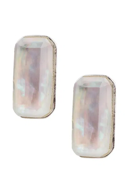 Saachi Women's White Prism Baguette Mini Stud Earring