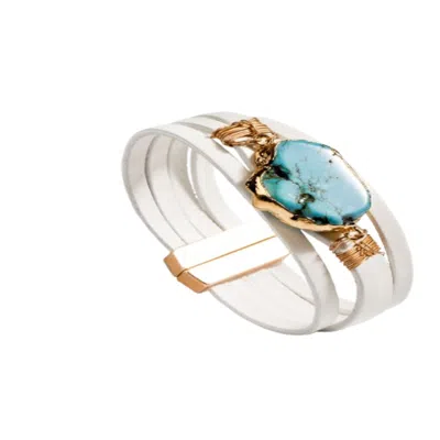 Saachi Women's White Turquoise Dream Leather Bracelet