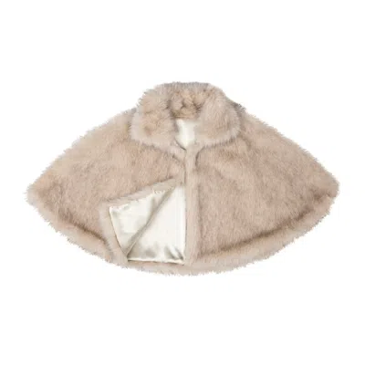 Saachi Faux Fur Capelet In Beige