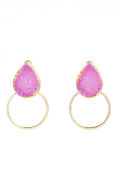 Saachi Druzy Adorned Hoop Earrings 613460 In Gold