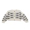 Saachi Women's White Zebra Buttoned Knit Cardigan In White