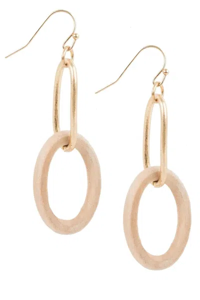 Saachi Women's Wooden Gold Link Hoop Earrings