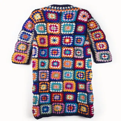 Saachi Women's Wool Crochet Square Kimono Long In Multi
