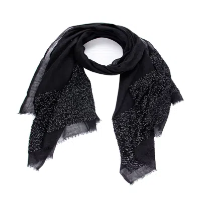 Saachi Women's Wool Sparkle Black Scarf