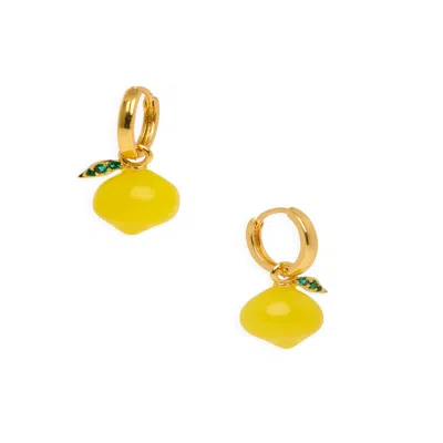 Saachi Women's Yellow Lemon Huggie Charm Earrings In Gold