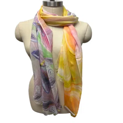 Saachi Women's Yellow Swirled Butterfly Scarf