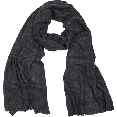 Saachi Wool Blend Fringe Scarf In Black