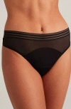 Saalt Period & Leakproof Light Absorbency Mesh Thong In Black