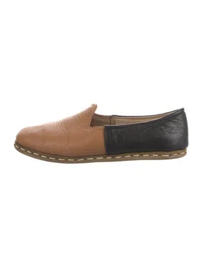 Pre-owned Sabah Leather Colorblock Pattern Loafers In Brown