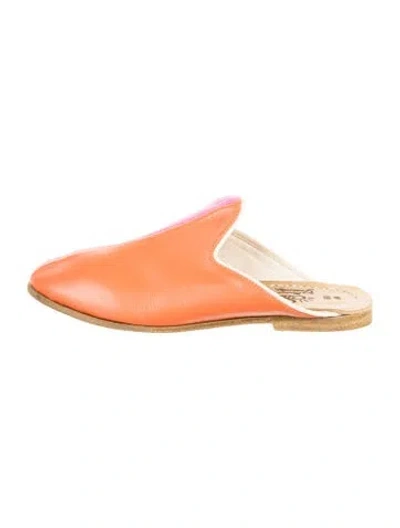 Pre-owned Sabah Leather Colorblock Pattern Mules In Multi