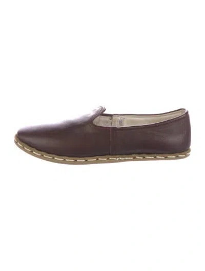 Pre-owned Sabah Leather Flats In Burgundy
