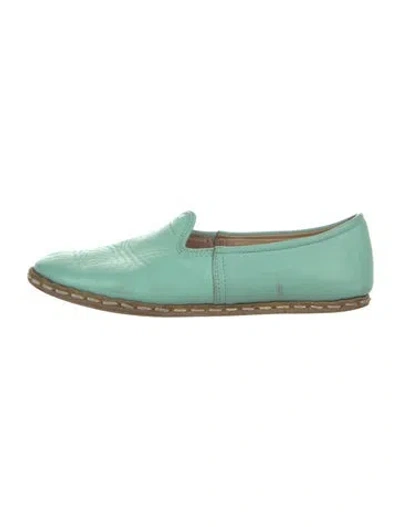 Pre-owned Sabah Leather Flats In Green