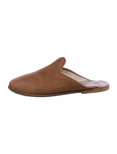 Pre-owned Sabah Leather Mules In Brown