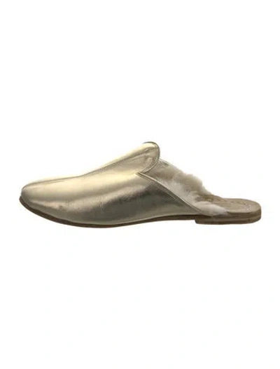 Pre-owned Sabah Leather Mules In Gold