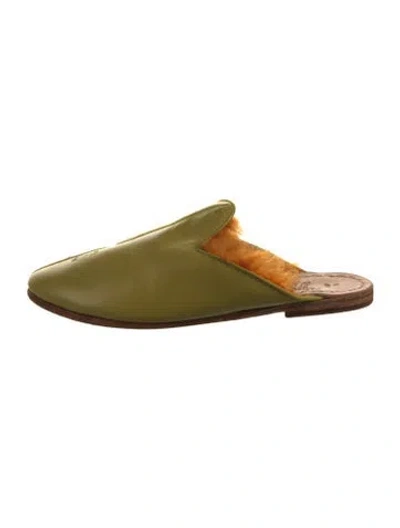 Pre-owned Sabah Leather Mules In Green