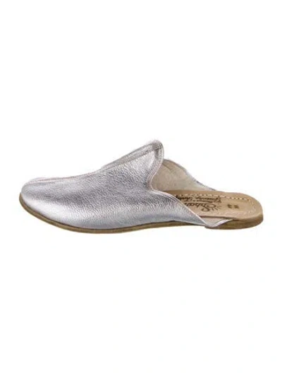 Pre-owned Sabah Leather Mules In Silver