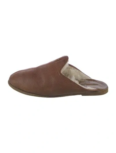 Pre-owned Sabah Leather Slippers In Brown
