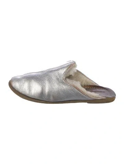Pre-owned Sabah Leather Slippers In Metallic/silver
