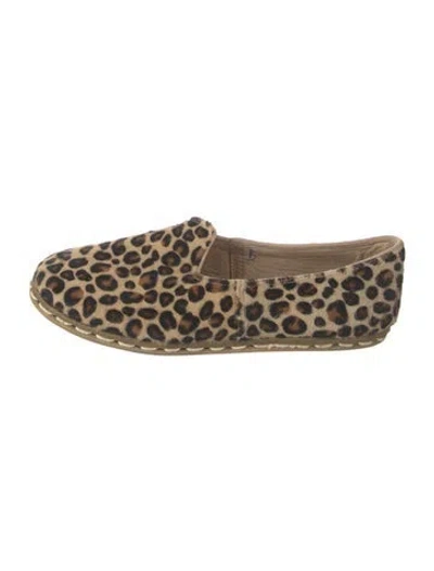 Pre-owned Sabah Ponyhair Animal Print Moccasins In Brown
