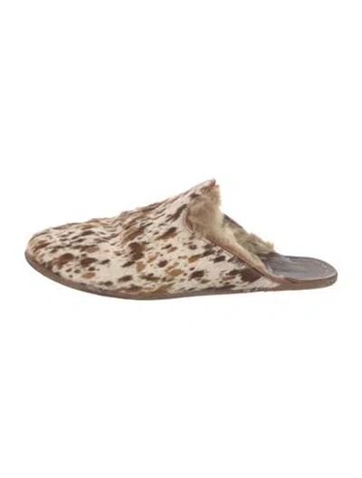 Pre-owned Sabah Ponyhair Animal Print Mules In Multi
