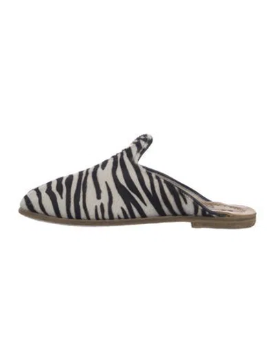 Pre-owned Sabah Ponyhair Animal Print Mules In Multicolor