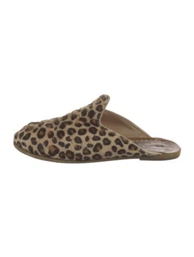 Pre-owned Sabah Ponyhair Animal Print Mules In Neutral
