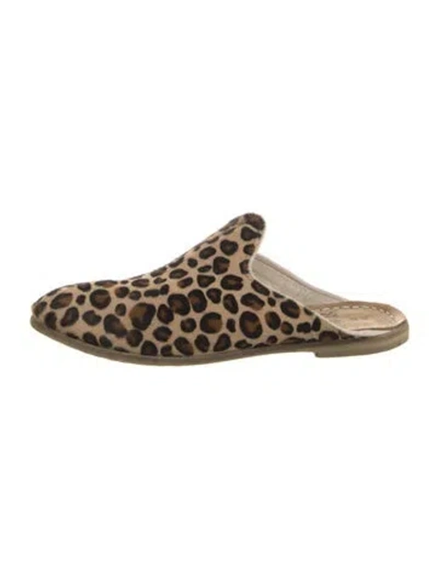 Pre-owned Sabah Ponyhair Animal Print Mules In Neutrals