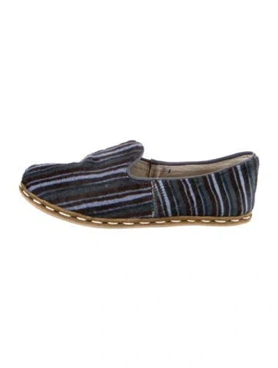 Pre-owned Sabah Ponyhair Patterned Flats In Blue