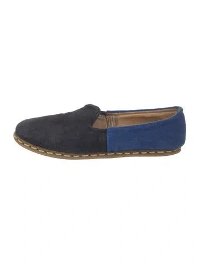 Pre-owned Sabah Suede Colorblock Pattern Moccasins In Blue