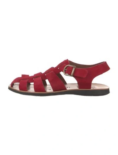 Pre-owned Sabah Suede Flats In Red