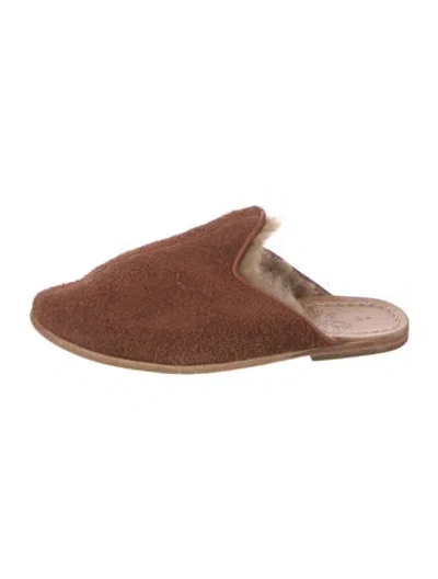 Pre-owned Sabah Suede Mules In Brown