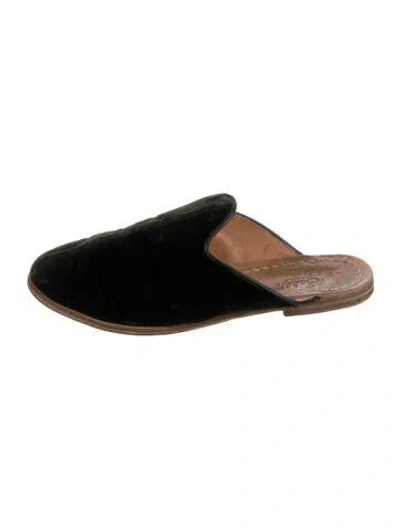 Pre-owned Sabah Velvet Mules In Black