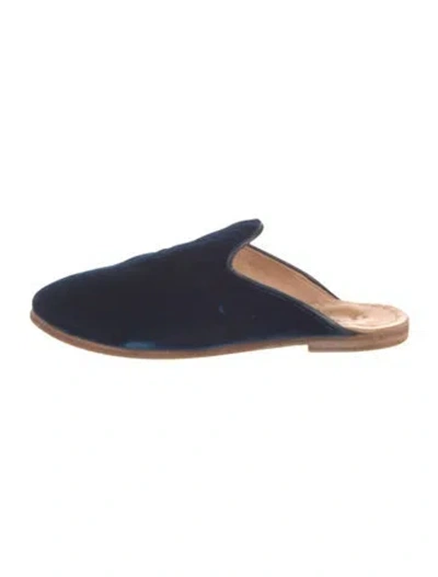 Pre-owned Sabah Velvet Mules In Blue