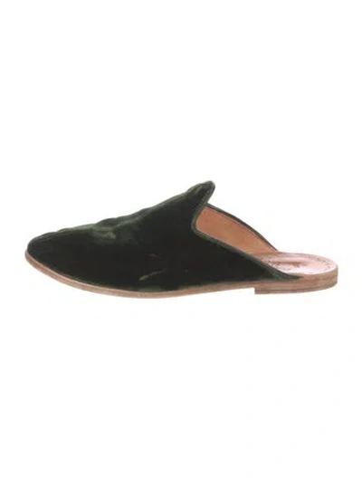 Pre-owned Sabah Velvet Mules In Green