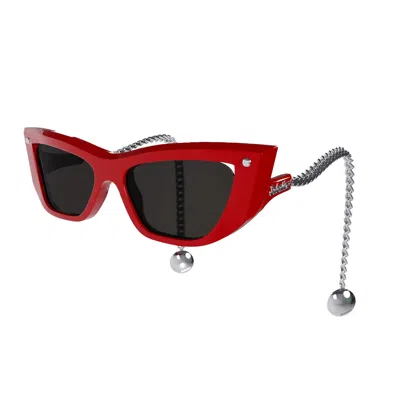 Sabatino Women's Deluxe Frames Red Acetate - Silver Pendant
