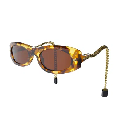 Sabatino Women's Guerrilla Frames Leopard Acetate - Gold Gem In Yellow
