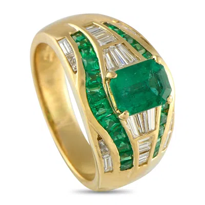 Sabbadini 18k Yellow Gold 0.78 Ct Diamond And 2.28 Ct Emerald Ring Sb01-080125
