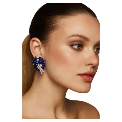 Pre-owned Sabbadini Diamond And Sapphire Earrings In Blue
