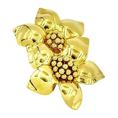 Pre-owned Sabbadini Large Estate  18k Gold Due Fiori Clip Brooch, Pendant Necklace Enhancer In Multi