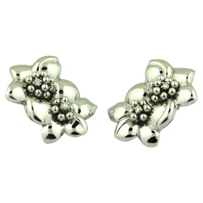 Pre-owned Sabbadini Pair Of 18 Carat White Gold And Diamond Ear Clips,