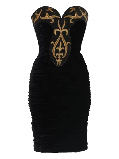 Pre-owned Sabbadini Strapless Velvet Mini Dress
