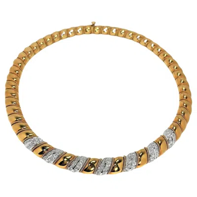 Pre-owned Sabbadini Vintage  18k Yellow And White Gold Necklace With Diamonds