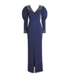 Sabina Bilenko Crepe Embellished Sahara Gown In Navy