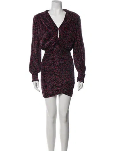 Pre-owned Sabina Bilenko Floral Print Mini Dress In Black/red