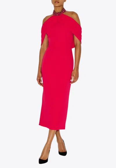 Sabina Bilenko Lotty Halterneck Midi Dress In Red